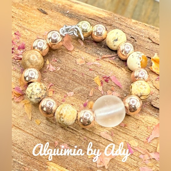 Picture Jasper super dainty beaded ring with selenite - Picture 1 of 6